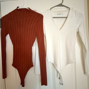 Abercrombie & Fitch Rust and White Bodysuit Duo